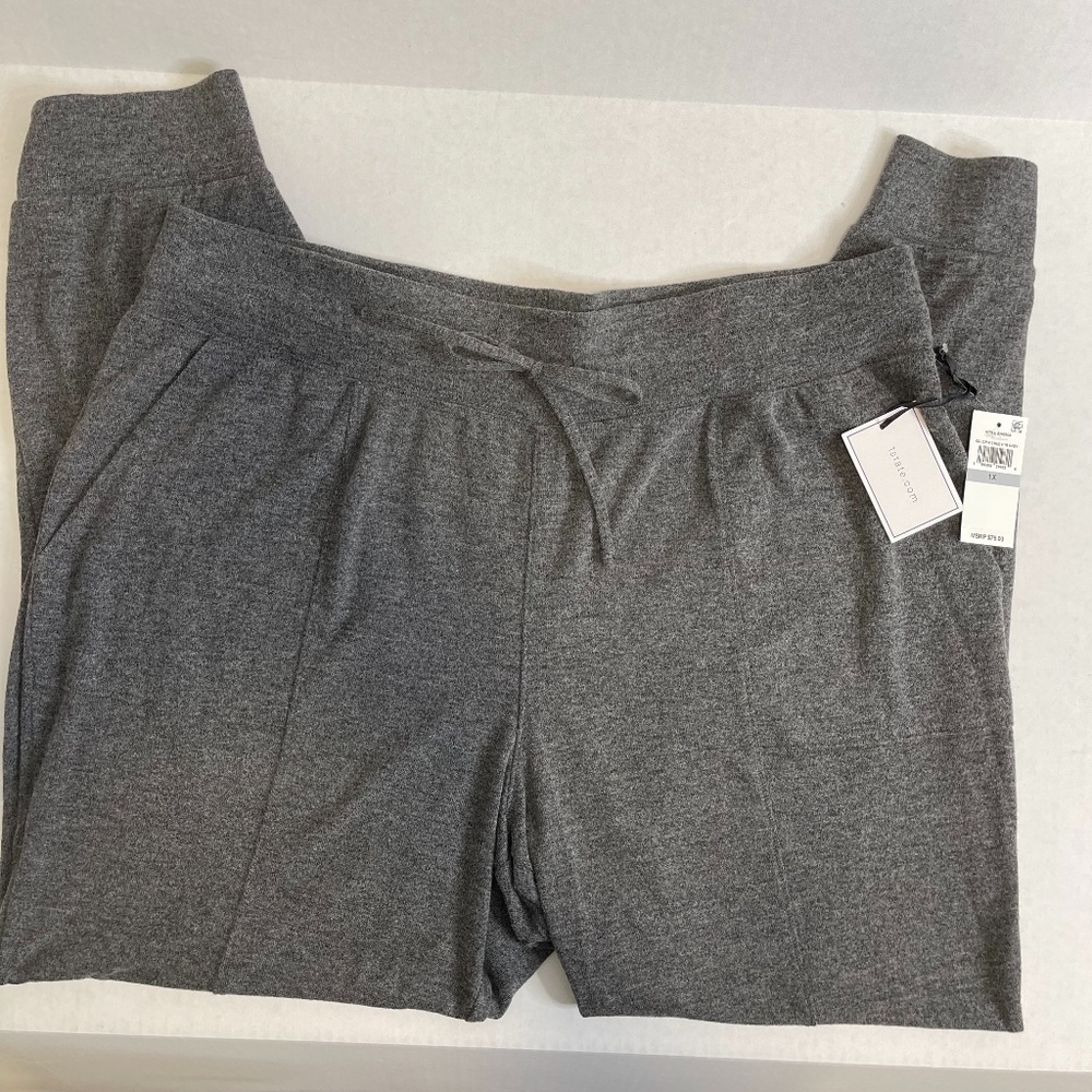 1.State Heather Gray Cozy Lounge Pants NWT Plus Sz 1X Soft Knit Joggers MSRP $79